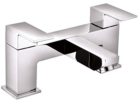 VeeBath Munro Square Bath Filler Taps, Bathroom Bath Filler Mixer Tap Double Lever Tub Tap-Chrome