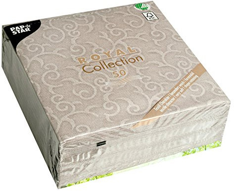 Papstar, 50 Servietten ROYAL Collection 1/4-Falz 40 cm x 40 cm grau Casali, #84889