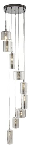 7W LED Linen 9Flammiger Multi-Drop Pendelleuchte, Chrom Chrome/Clear plattiert