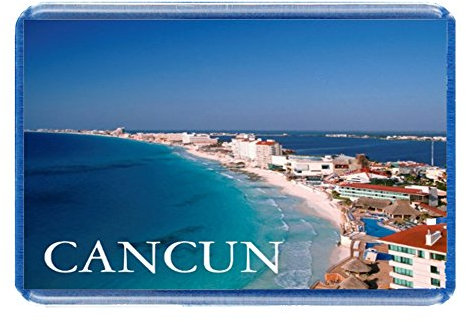 Cancun Mexico - Postcard Style Design - 7cm x 4.5cm - Novelty Tourism Fridge Magnet.