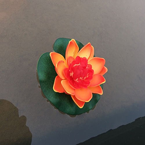 Gemini_mall® Schwimmende Teichdekoration Seerose / Lotusblüte, Schaumstoff, 10 cm, Orange