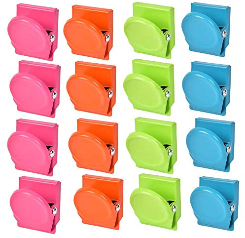 iwobi 16 Stück Farben Metall Magnete Klammer Kühlschrankmagnete Clips für Kühlschrank, Tafel, Büro, Küche