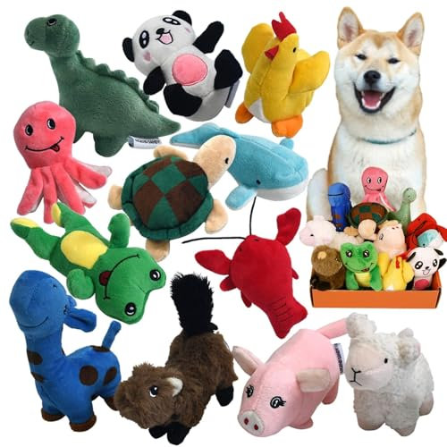 LEGEND SANDY Quietschendes Plüsch-Hundespielzeug-Set für Welpen, kleine gefüllte Welpen, Kauspielzeug, 12 Hundespielzeuge, Großpackung mit Quietschern, niedliches weiches Haustierspielzeug für kleine,