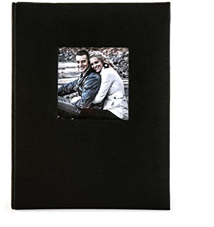 Kenro Aztec Minimax Fotoalbum für 100 Fotos mit schwarzem Leineneinband, Fotoalbum 10x15 Einsteckalbum mit Platz für Foto auf der Vorderseite, modernes Einsteckalbum, AZ104BL
