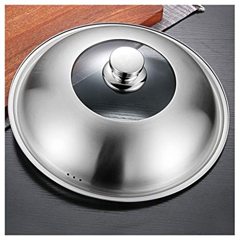 Pot Lids 304 Stainless Steel Wok Lid Universal Glass Household High Arch 30 Height 32 Large 34 Inch 36cm Wok Lid (Size : 36cm)