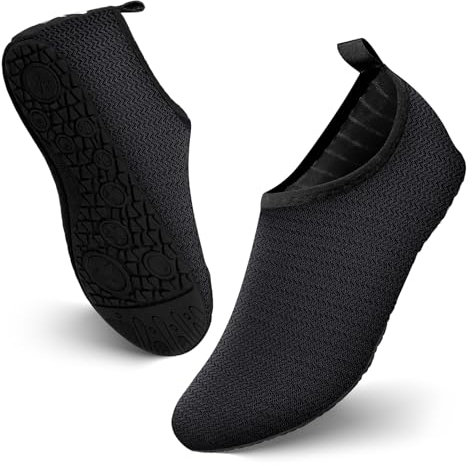 JOTO Wasserschuhe für Damen Herren Kinder, Unisex Badeschuhe Strandschuhe Quick-Dry Schnelltrockend Aquaschuhe Schwimmschuhe Surfschuhe Barfuß Schuhe Schwarz/ 42-43