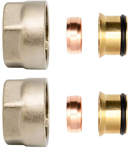 2x Klemmringverschraubung Messing Vernickelt 3/4 für Kupferrohre Eurokonus 15mm