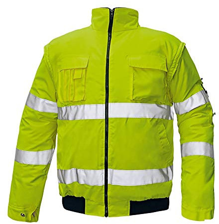 ARDON Howard Reflex Professionelle Arbeitsjacke Warnjacke für Männer mit reflektierender, isolierter 2-in-1-Weste, abnehmbaren Ärmeln, Kapuze, wasserdicht HI-VIS Jacke Reißverschluss; Gelb (XXL)