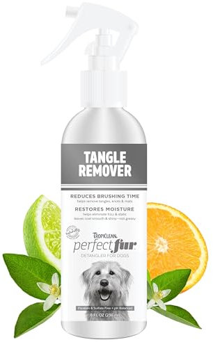 Tropiclean PerfectFur Detangler Spray for Dogs, 8oz - Made in USA - Detangling & Dematting Formula - Removes Mats & Knots for Gentle, Easy Brushing - Naturally Derived