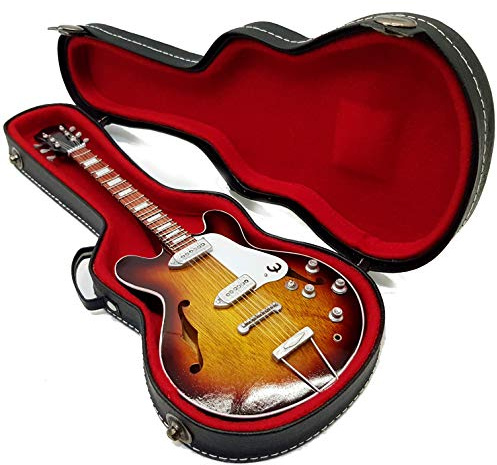 John Lennon The Beatles Mini-Guitar Modell + Hardcase Shaped Box Miniaturgitarre im Maßstab 1:4 mit Sammleretui Musik Gadget Rock