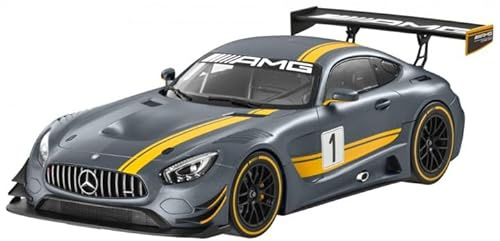 Motormax Mercedes-Benz AMG GT3 GT S Coupe Matt Grau mit Gelb Ab 2014 1/24 Modell Auto mit individiuellem Wunschkennzeichen