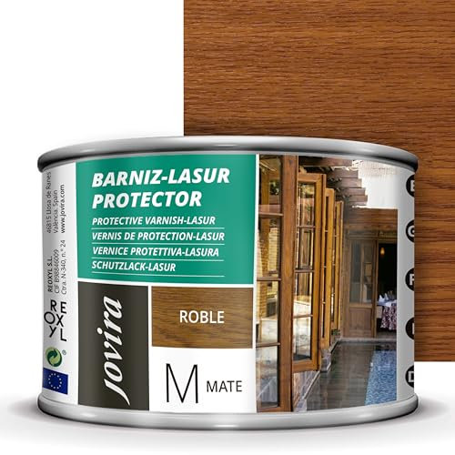 JOVIRA PINTURAS Lasur Protector Mate. Protege, decora y embellece todo tipo de madera (375 Mililitros, Roble) G-15