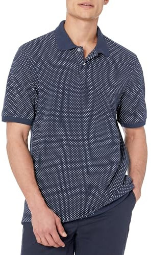 Amazon Essentials Men's Regular-Fit Cotton Pique Polo Shirt (Available in Big and Tall), Navy White Dots, XS