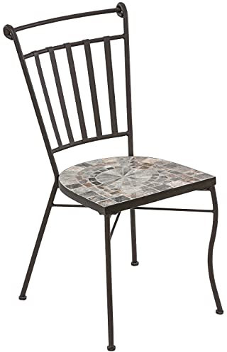 Dehner Mosaikstuhl Grazia, 90 x 47 x 40 cm, Eisen/Stein, pulverbeschichtet/galvanisiert, grau/braun