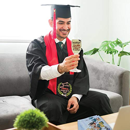Bombo Bicchiere per Laureato in vetro con portabicchiere, un regalo originale e divertente per festeggiare una Laurea, ml 270