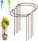 4 Pack Rusty Bow Plant Support Stakes, Half Round Natural Rust Flower Support Ring Cage Frame with 2 Self Watering Spike, Metal Interlinking Garden Border for Peony(Shiny when Received,Rust After Use)