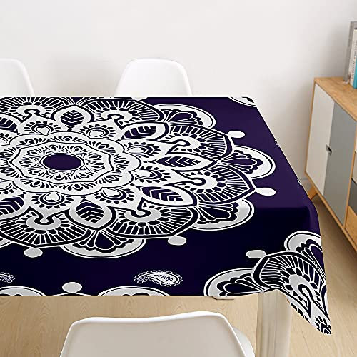 Hearda Mandala Nappe Rectangulaire, Polyester Anti Tache Impermeable 3D Imprimé Nappe de Table pour Anniversaire Mariage Cuisine Salle à Manger Jardin Extérieur (Violet,150x300cm)