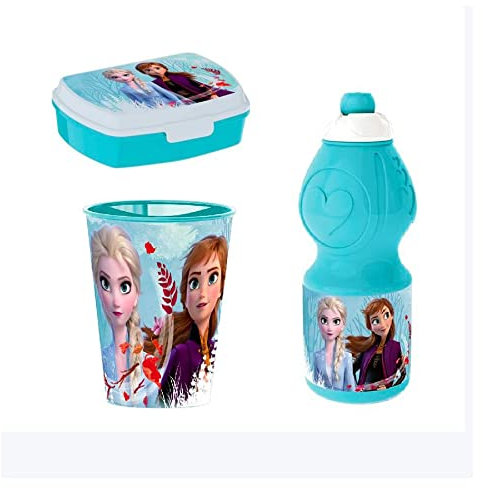Zeus Party Kit Porta Merenda, Bicchiere, Borraccia dei tuoi personaggi preferiti (Frozen 2)