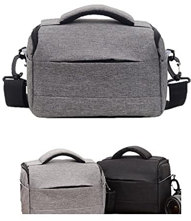 Waterproof Grey Camera Bag Shoulder Pad Adjustable Strap Shoulder Bag for Fujifilm X-T30 II XT30 II mirrorless Camera with Fujifilm XC 15-45mm f/3.5-5.6 OIS PZ Lens