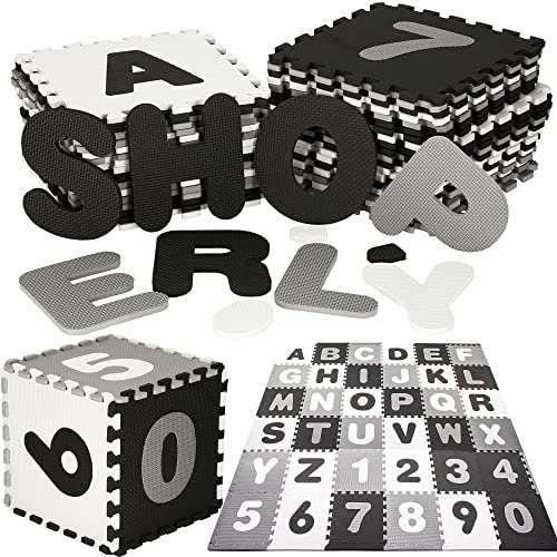 SPRINGOS Puzzlematte große Spielmatte mit Buchstaben und Ziffern 175 x 175 x 1 cm Eva-Schaum Lernmatte für Kleinkinder