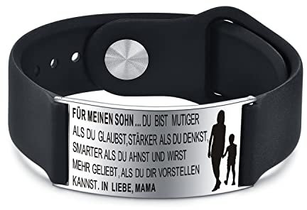 YOTHIWAD An Meinen Sohn Armbänder Inspirierend Armbänder mit Gravur Personalisierte Geschenk von Mama Papa, Geburtstag Abschluss Weihnachts geschenk für Sohn