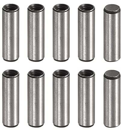 uxcell M4 Internal Thread Dowel Pin 10pcs 6x20mm Chamfering Flat Carbon Steel Cylindrical Pin Bed Bookshelf Metal Devices Industrial Pins