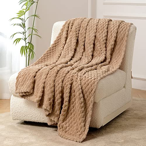 FY FIBER HOUSE Fleece Kuscheldecken, extra weiche Flauschige Decken, leichte, gemütliche Mikrofaser Sofadecke/Wolldecke für Büro, Sessel und Camping, 150x200cm, Kamel
