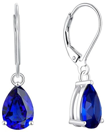 YL Damen Ohrhänger 925 Sterling Silber September Geburtsstein Saphir Ohrringe