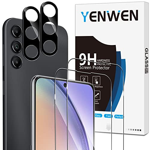 Yenwen für Samsung Galaxy A54 5G für Panzerglas, 2 Stück Schutzfolie mit 2 Stück Kameraschutz, 9H Härte Schutzglas Anti- Kratzer Handy Folie HD Klar Displayschutz