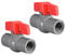 M METERXITY 2 Pack Kugel Ventil - Bewässerung Wasser Flusskontrolle Gewinde Plastik Absperrventile Anwendung Draußen/Garten/Schwimmbecken(3/4 Buchse Rot Grau)