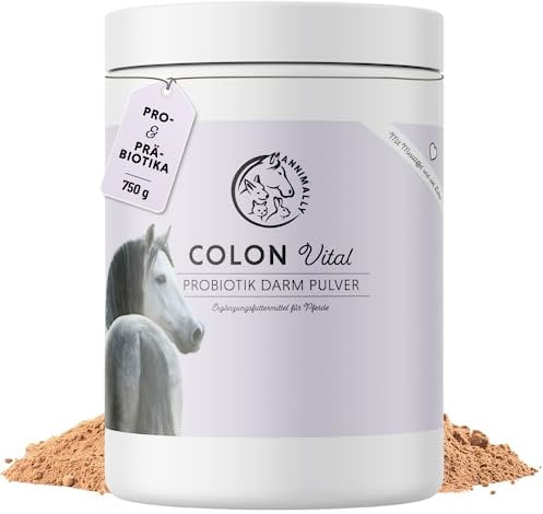 Annimally Probiotika Pulver für Pferde - 750g Darm Pulver mit Lebendhefe für eine gesunde Darmflora - Darmbakterien zur Darmsanierung beim Pferd, bei Kotwasser & Durchfall