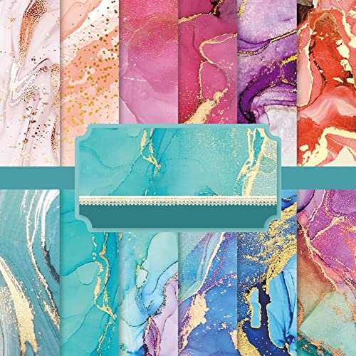 24 Blatt Scrapbooking Papier 15,2 x 15,2 cm Marmormuster Dekoratives Papier Basteln Musterpapier Einseitig Scrapbook-Papier Karton Papierblöcke für Reisetagebuch DIY Album