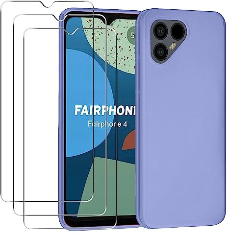 MEMELOKA Hülle für Fairphone 4 + 3 Stück Schutzfolie, Ultradünne Flexible Matt TPU Silikon Schutzhülle Fairphone 4[rutschfest][Kratzfest], Blau