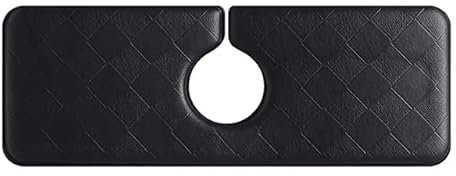 RIAAJ Saugfähige Matte für Küchenarmaturen, umlaufende saugfähige Matte für Waschbecken, Spritzschutz, Auffangbehälter, Geschirrreinigungs- und Trocknungspads, Gadgets, Größe L, Schwarz