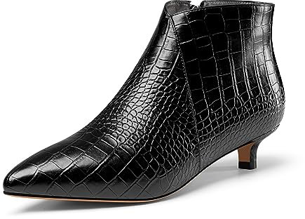 Aachcol Donna a Punta Basso Gattini Tacco Heel Stivaletti Cerniera Ufficio Dress Classico 3.5 CM Heels Nero 37 EU