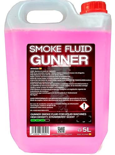 Fluide pour Machine à Fumée Universel Gunner Smoke 5 litres, Arôme Fraise, Haute Densité