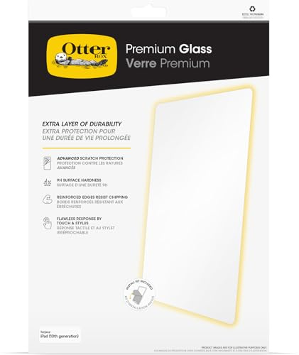 OtterBox Premium Glass Displayschutz für iPad 10. gen 2022, 11.gen 2025 A16 | Für iPad 11 2025, 10.9 2022, gehärtetes Glas, hervorragender Kratzschutz