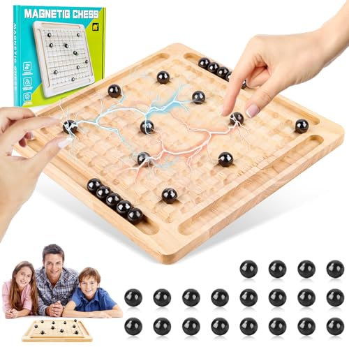 Magnetisches Schachspiel, Magnetic Spiel, Schachbrett Magnetisch, Magnetic Chess Game, Magnet Schach, Magnetisches Stein-Brettspiel, Tisch Magnetspiel Magnetisches Spiel für Familientreffen (A)