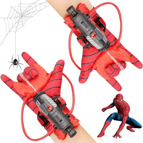 Darryy Pistola ad Acqua Spider, Set di 2 Launcher Glove, Spider Giochi, Guanto Spider Spara Ragnatele, Guanti Spider Bambino, Guanti Spider, Spara Ragnatele spider