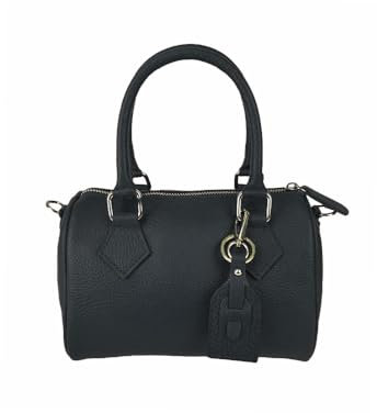 FrasiBags Mini-Handtasche, Mini-Topcase für Damen, Mini-Tasche aus Leder, Ledertasche für Damen, hergestellt in Italien, Schwarz , 21.5x15x8.5 cm