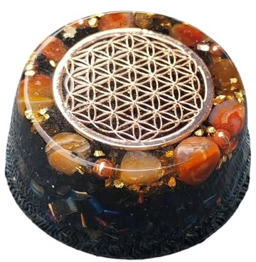 Orgonit Towerbuster mit Blume des Lebens in Rosegold, Orgon Deko (K12) | Edelstein Dekoration, energetisch, positive Energie, Heilsteine, Geschenk, Handarbeit