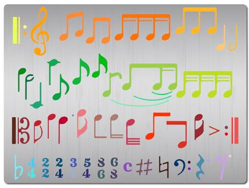 GORGECRAFT Metallschablonen Für Musiknoten Klavierzahlensymbole Kompositionsnotation Für Songwriter Edelstahlvorlage Für Musiknoten Holzbrandgravur Scrapbooking Journal Brandmalerei Kunsthandwerk