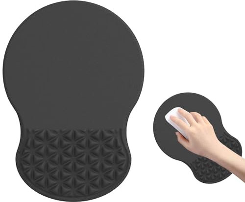 KYSUN Ergonomic Mouse Pad Wrist Support with Memory Foam,Keyboard Wrist Rest, Desk Wrist Cushion, Silicone Mouse Wrist Rest with Non-Slip Base for Home Office Gaming Working, Gray/Balck (Black)
