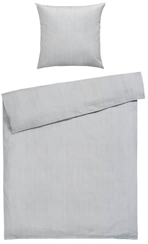 Satin-Bettwäsche - Silbergrau - 135 x 200 cm - Baumwolle - mit Reißverschluss