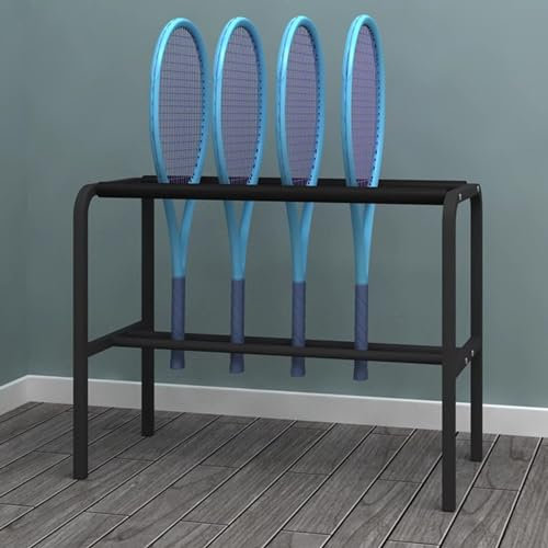 Rastrelliera Racchetta Tennis Supporto per Racchetta da Tennis da Pavimento, Porta Racchette da Tennis In Ferro con Spugna Antigraffio, Organizzatore per Racchette da Badminton da Garage di Grande Cap