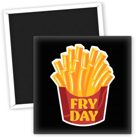 Pommes Fry Day - Kühlschrankmagnet lustiger Food Magnet - kreative Kühlschrankmagnete - witzige Küchenaccessoires - Geschenkideen für Food-Liebhaber - Küchen Deko - Kühlschrank Gadgets