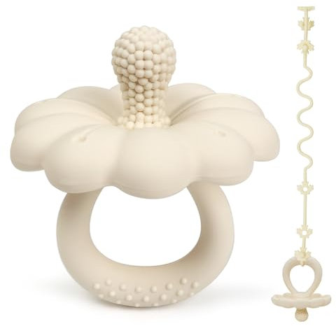 Purphy Baby Beißspielzeug, Silikon BPA-frei für ab 3 Monaten Babys (Beige)