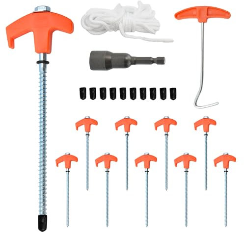 Zequech 25 Pieces Threaded Tent Hooks - 10 Stainless Steel Nails, Accessories for Outdoor Camping, Ground Anchor Tent Rope Camping Hooks, Forest Lawn and Sandy Ground, With Storage Box