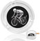 Sketch Skeleton Bicycles Round Glass Ashtray Cigarettes Ash Tray Holder Case for Office Home Indoor Decoration