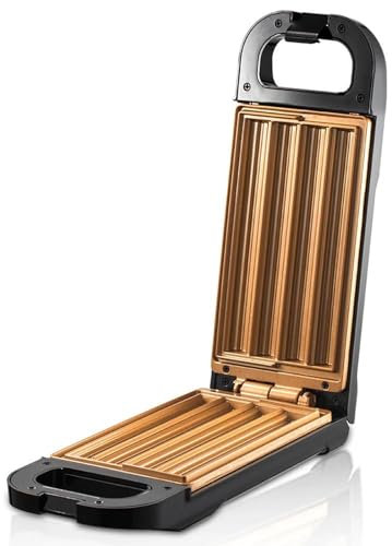 SAYEYBU MáQuina PortáTil para Postres De 850 W, Panificadora con CalefaccióN por Ambos Lados, Wafflera Antiadherente, para Reuniones Familiares, Camping Al Aire Libre, Viajes,Negro